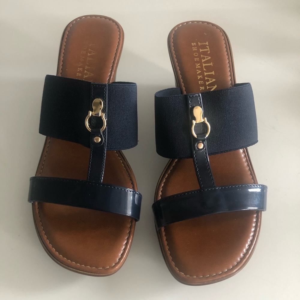 Women’s Italian Shoemakers Navy Wedge Sandal. Like New! Worn once. Size 9